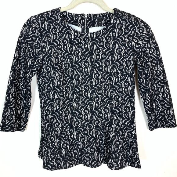 J. Crew Black Lace Peplum Top Size XXS - Picture 2 of 7